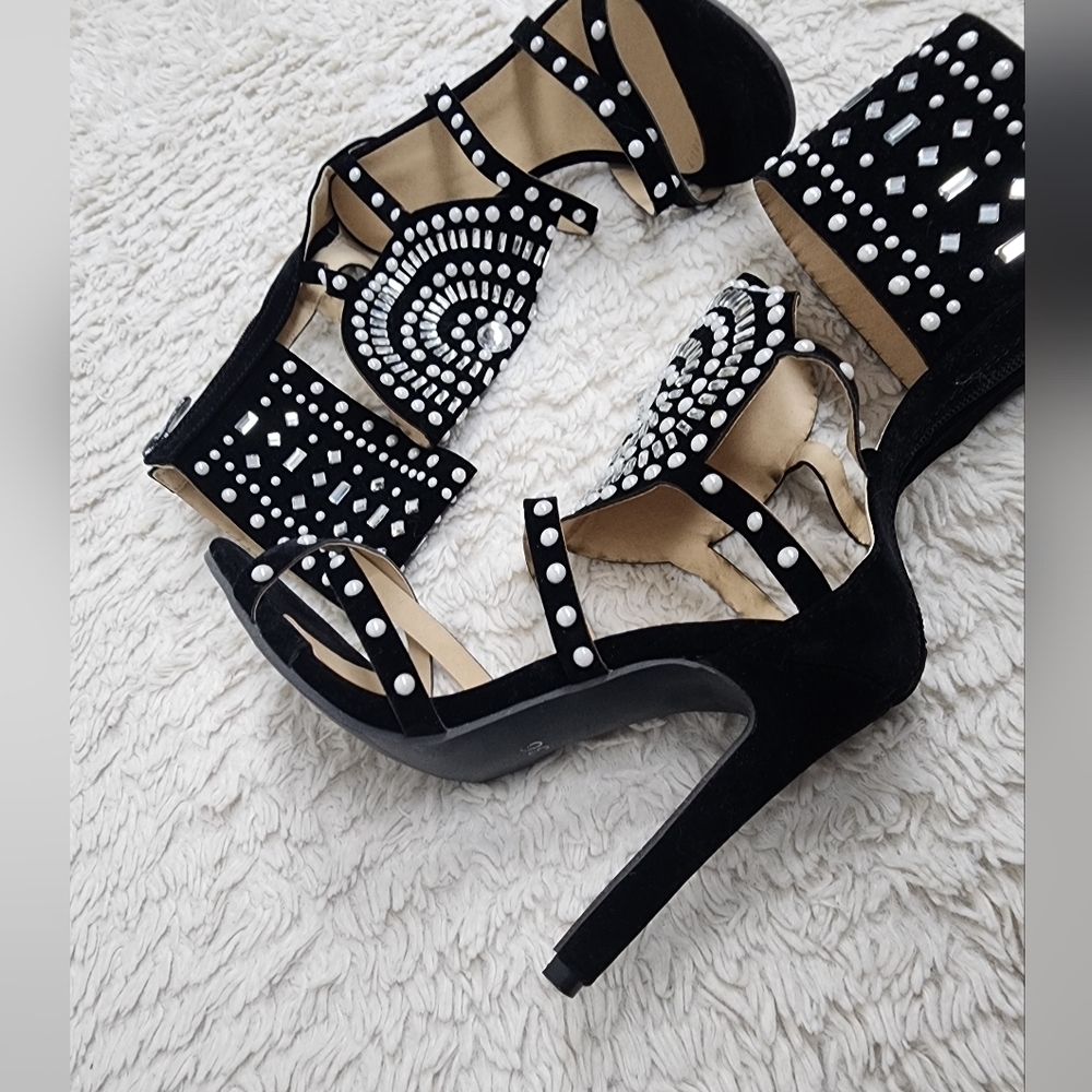 Women's Transparent Sandals Open Toe Rhinestone Design High Heel - Picture 10 of 12